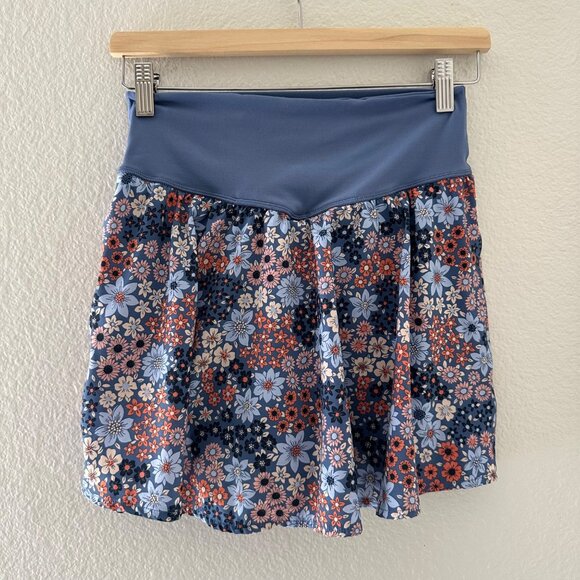Aerie Offline Floral Print Activewear Mini Skort Blue Lightweight Sz M - Picture 2 of 8